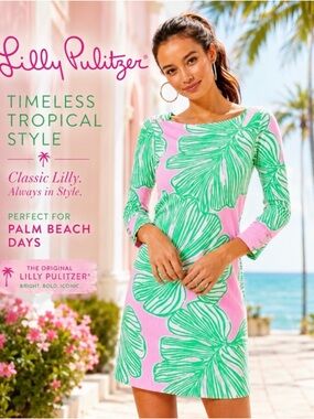 Like New Lilly Pulitzer Sophia Dress SPF 50+ in Mandavilla Palm Montera